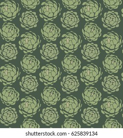 Pattern green artichoke illustration for cook book or textile