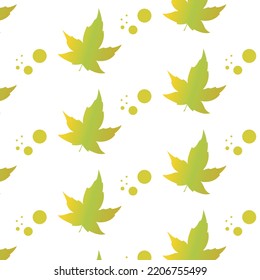 Pattern with green autumn leaves. Vector illustration