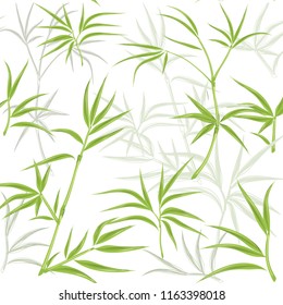pattern with green bamboo on a white background