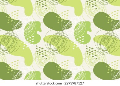 Muster grün Bio Öko abstrakte boho Stil, doodle gezeichnet. Vektorgrafik