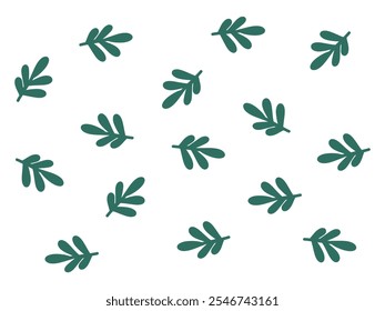 Pattern with green branches on white background. Beautiful background, nature, trees, flora. Vector illustration