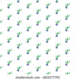 pattern with green cactuses in pots, vector illustration