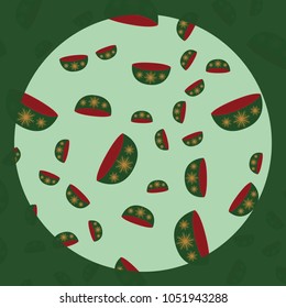A pattern from a green coffee pot. Square and round frame. Vector image