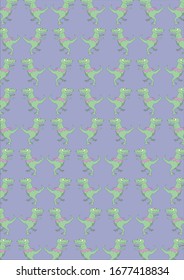 pattern with green dinosaurs on a purple background