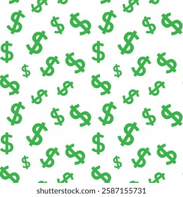 Pattern of green dollar signs ($) scattered across the background. Finance, money, wealth