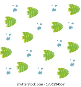 
pattern with green fish. print for fabric. poster for design.
