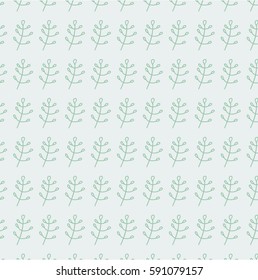 Pattern, green floral branch, green background.