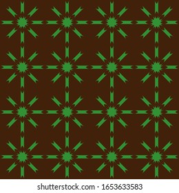 Pattern green flowers on brown background