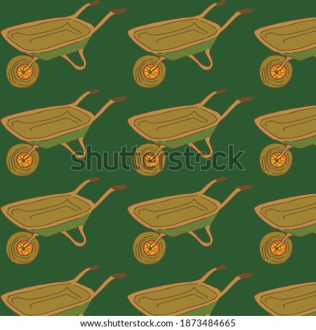 pattern GREEN GARDEN WHEELBARROW FOR GARDEN