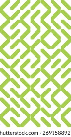 A pattern of green geometric shapes on a white background.