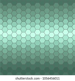 A pattern of green honeycombs. Single-color gradient. Vector image. Design. Strong style. Minimalistic dark background. Wall, tiles.