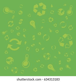 Pattern green icons of ecology. Set of icons on the background. Flat vector symbol EPS10
