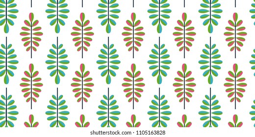 pattern with green leaves and branches. Real watercolor painting. Botanical illustration