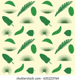 Pattern green leaves exotic on a light background art abstract creative vector