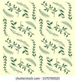 Pattern green leaves. Flat vector template.