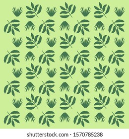 pattern green leaves. Flat vector template.