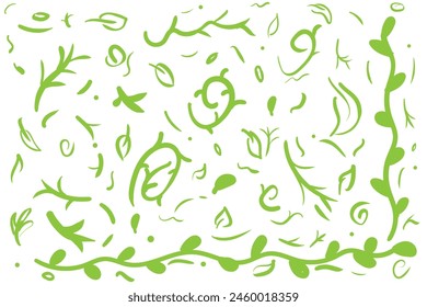 pattern with green leaves icon illustration