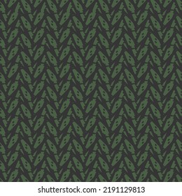 Patrón con hojas verdes o pétalos marcados con dos puntos y delineado en negro. Diseño textil. Fondo decorativo.