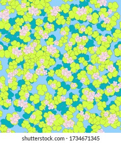 pattern with green leaves and small flowers
