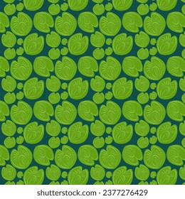 pattern of green leaves of water lilies on the water