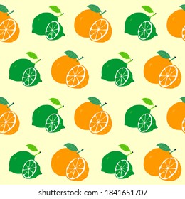 Pattern green lime and orange lies with half isolated