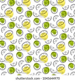 Pattern with green lime slices