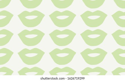 Pattern of green lips. Funny cartoon seamless. Simple concept. Vector illustration