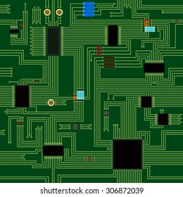 Pattern Green Printed Circuit Board Elements Stock Vector (Royalty Free ...