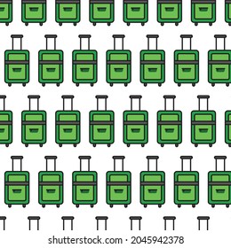 Pattern with green suitcases. Travel concept. Can be used as a background. Vector graphics.