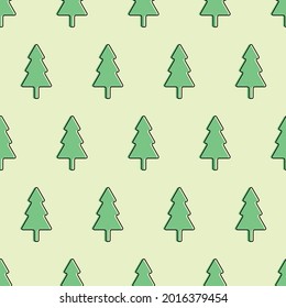 Pattern green treee on yelow board