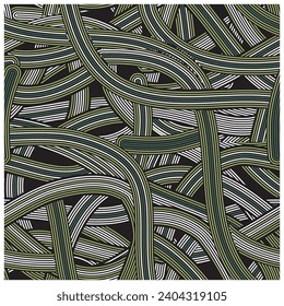 A pattern of green and white lines. The lines are twisted and overlapping. The pattern is abstract and has a sense of movement