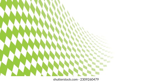 Pattern with green and white rhombus. Green checkered background. Vector diamonds background with copy space for text.