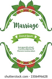 Pattern greeting card of marriage with colorful rose flower frame. Vector