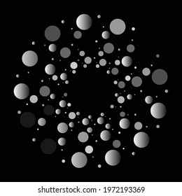 Pattern of the grey ball arranges in a circle.