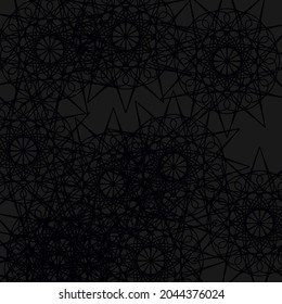 Pattern Grey Print Vintage Shapes Calm Chaotic Messy Wallpaper. Mystery Black Folk Ornamental Stars Network Backdrop Gray Pattern. Luxury Darkness Dark Lace Night Textile Mandala Design Pic.