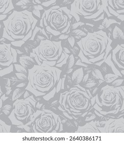 Pattern Grey Roses Floral all over print for fabric seamless flowers