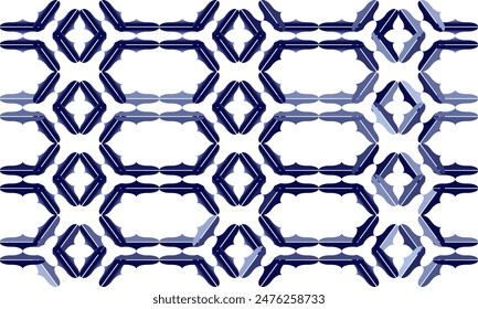 pattern of grid, Seamless Thai traditional hexagon diamond flower pattern in blue and white colors, two tone blue diamond grid block repeat pattern, replete image, design for fabric printing