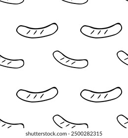the pattern of a grilled sausage on a white