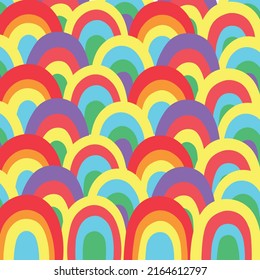 Pattern groovy retro. Good vibes retro hippie rainbows background