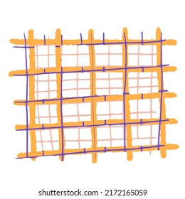 Muster mit farbigem schwarzen Gitter, monochromen Linien. Vertikale und waagerechte, handgezeichnete Streifen. Handgezeichneter geometrischer Hintergrund. moderner Trendvektor 