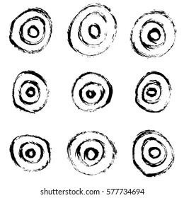 Pattern grunge hand-drawing with a dry brush in black ink made of geometric shapes, strokes. Seamless vector that can be used for printing onto fabric, paper printing, backgrounds in graphic design
