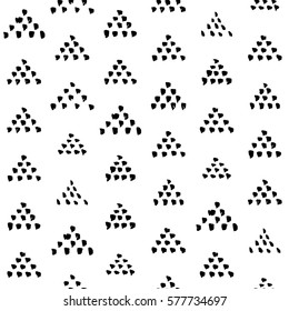 Pattern grunge hand-drawing with a dry brush in black ink made of geometric shapes, strokes. Seamless vector that can be used for printing onto fabric, paper printing, backgrounds in graphic design