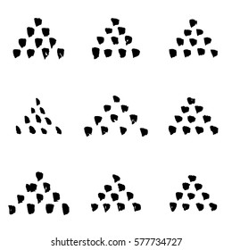 Pattern grunge hand-drawing with a dry brush in black ink made of geometric shapes, strokes. Seamless vector that can be used for printing onto fabric, paper printing, backgrounds in graphic design