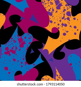 Pattern with grunge spots, abstract shapes. Seamless backdrop