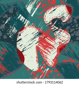 Pattern with grunge spots, abstract shapes. Seamless backdrop