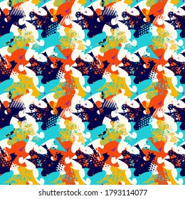 Pattern with grunge spots, abstract shapes. Seamless backdrop