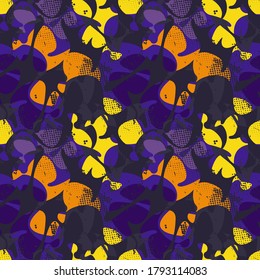 Pattern with grunge spots, abstract shapes. Seamless backdrop