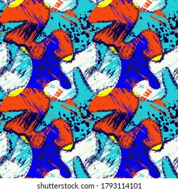 Pattern with grunge spots, abstract shapes. Seamless backdrop