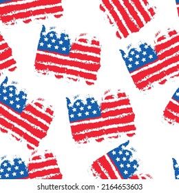 pattern with grunge USA flag. Seamless pattern for textile, fabric, stationery, clothes, and other design.