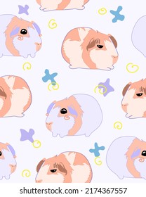 Pattern with guinea pigs. Vector art